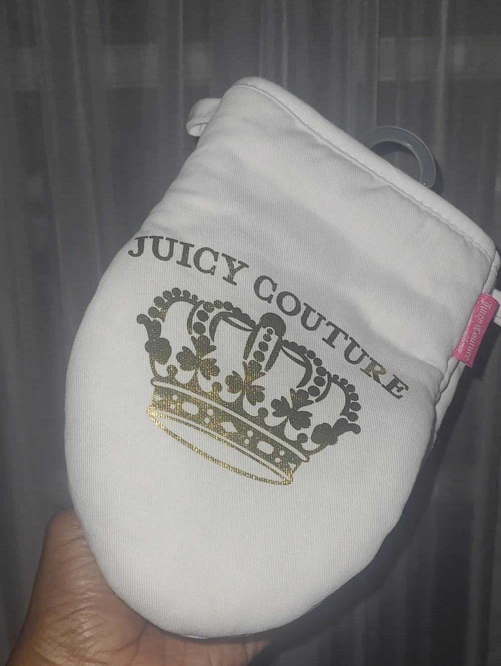 Juicy Couture White Oven Mitt with Gold Crown Logo